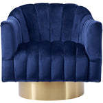 Farrah Velvet Upholstered Swivel Accent Chair in Navy