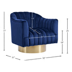Farrah Velvet Upholstered Swivel Accent Chair in Navy