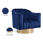 Farrah Velvet Upholstered Swivel Accent Chair in Navy