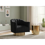 Farrah Velvet Upholstered Swivel Accent Chair in Black