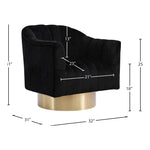 Farrah Velvet Upholstered Swivel Accent Chair in Black