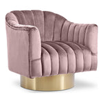 Farrah Velvet Upholstered Swivel Accent Chair in Pink