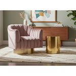 Farrah Velvet Upholstered Swivel Accent Chair in Pink