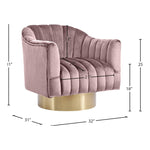 Farrah Velvet Upholstered Swivel Accent Chair in Pink