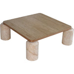 Ferrara Marble Base And Oak Wood Top Coffee Table (3 Boxes) in Beige