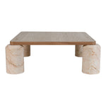 Ferrara Marble Base And Oak Wood Top Coffee Table (3 Boxes) in Beige