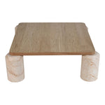 Ferrara Marble Base And Oak Wood Top Coffee Table (3 Boxes) in Beige