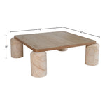 Ferrara Marble Base And Oak Wood Top Coffee Table (3 Boxes) in Beige