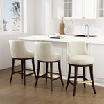 Lucia Chenille Wood Upholstered Barstool in Natural