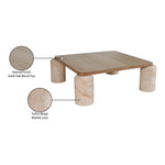 Ferrara Marble Base And Oak Wood Top Coffee Table (3 Boxes) in Beige