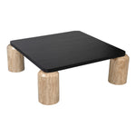 Ferrara Oak Wood Top And Travertine Base Coffee Table (3 Boxes) in Natural