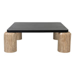 Ferrara Oak Wood Top And Travertine Base Coffee Table (3 Boxes) in Natural