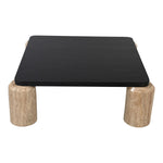 Ferrara Oak Wood Top And Travertine Base Coffee Table (3 Boxes) in Natural