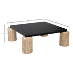 Ferrara Oak Wood Top And Travertine Base Coffee Table (3 Boxes) in Natural
