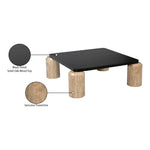 Ferrara Oak Wood Top And Travertine Base Coffee Table (3 Boxes) in Natural
