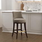 Lucia Chenille Wood Upholstered Barstool in Taupe