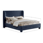 Penny Chenille Fabric Upholstered King Bed in Navy