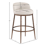 Ferro Performance Fabric Upholstered Bar Stool in Beige