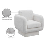 Alessandra Chenille Fabric Upholstered Swivel Accent Chair in Cream