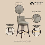 Lucia Chenille Wood Upholstered Barstool in Taupe