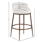 Ferro Performance Fabric Upholstered Bar Stool in Cream