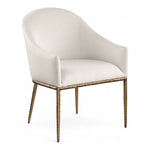 Ferro Linen Textured Performance Fabric Upholstered Dining Arm Chair in Beige
