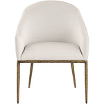 Ferro Linen Textured Performance Fabric Upholstered Dining Arm Chair in Beige