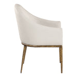 Ferro Linen Textured Performance Fabric Upholstered Dining Arm Chair in Beige