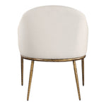 Ferro Linen Textured Performance Fabric Upholstered Dining Arm Chair in Beige