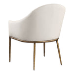 Ferro Linen Textured Performance Fabric Upholstered Dining Arm Chair in Beige