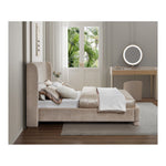 Penny Chenille Fabric Upholstered Queen Bed in Beige