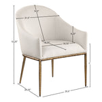 Ferro Linen Textured Performance Fabric Upholstered Dining Arm Chair in Beige