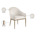 Ferro Linen Textured Performance Fabric Upholstered Dining Arm Chair in Beige