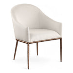 Ferro Linen Textured Performance Fabric Upholstered Dining Arm Chair in Beige