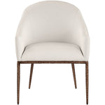 Ferro Linen Textured Performance Fabric Upholstered Dining Arm Chair in Beige