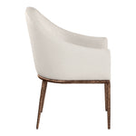 Ferro Linen Textured Performance Fabric Upholstered Dining Arm Chair in Beige