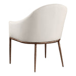 Ferro Linen Textured Performance Fabric Upholstered Dining Arm Chair in Beige