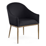 Ferro Linen Textured Performance Fabric Upholstered Dining Arm Chair in Black