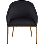 Ferro Linen Textured Performance Fabric Upholstered Dining Arm Chair in Black
