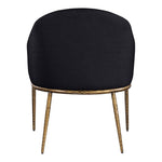 Ferro Linen Textured Performance Fabric Upholstered Dining Arm Chair in Black