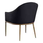 Ferro Linen Textured Performance Fabric Upholstered Dining Arm Chair in Black