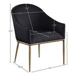 Ferro Linen Textured Performance Fabric Upholstered Dining Arm Chair in Black
