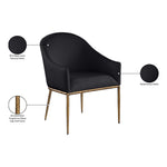 Ferro Linen Textured Performance Fabric Upholstered Dining Arm Chair in Black