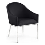 Ferro Linen Textured Performance Fabric Upholstered Dining Arm Chair in Black