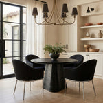 Ferro Linen Textured Performance Fabric Upholstered Dining Arm Chair in Black