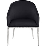 Ferro Linen Textured Performance Fabric Upholstered Dining Arm Chair in Black