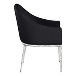 Ferro Linen Textured Performance Fabric Upholstered Dining Arm Chair in Black