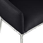 Ferro Linen Textured Performance Fabric Upholstered Dining Arm Chair in Black