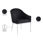 Ferro Linen Textured Performance Fabric Upholstered Dining Arm Chair in Black