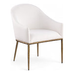 Ferro Linen Textured Performance Fabric Upholstered Dining Arm Chair in Cream